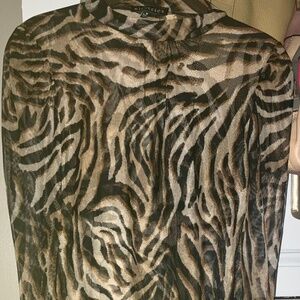 Mesh animal print shirt